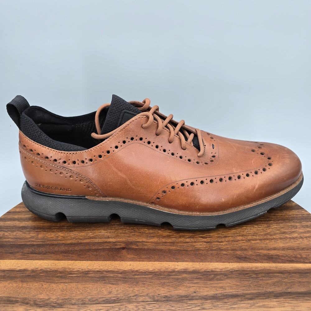 Cole Haan 4.Zerogrand Oxfords Mens 13 M Brown Leather Brogue Wingtip Dress Shoes